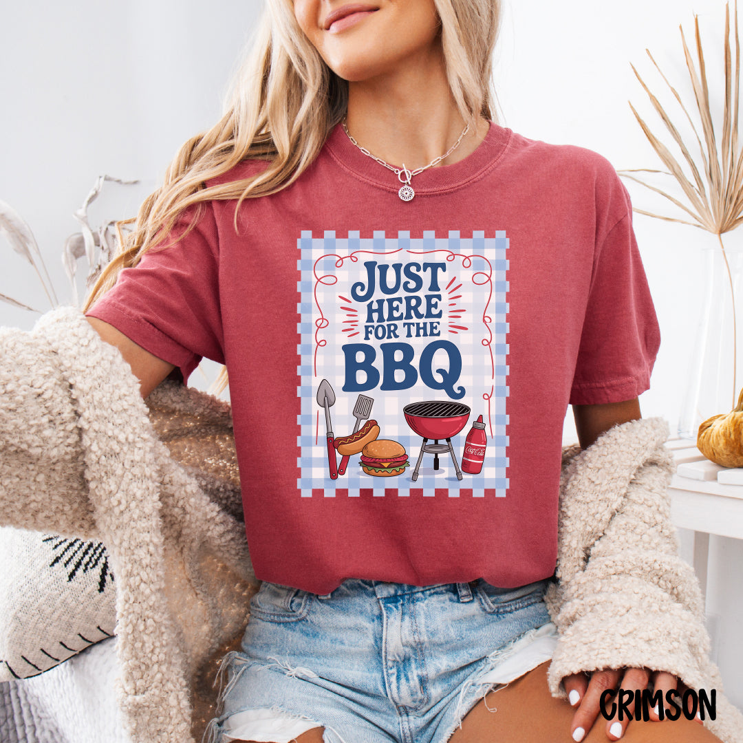Just Here for the BBQ Shirt | Funny Comfort Colors Summer Tee | Backyard Grillin’ T-Shirt | Cookout Vibes