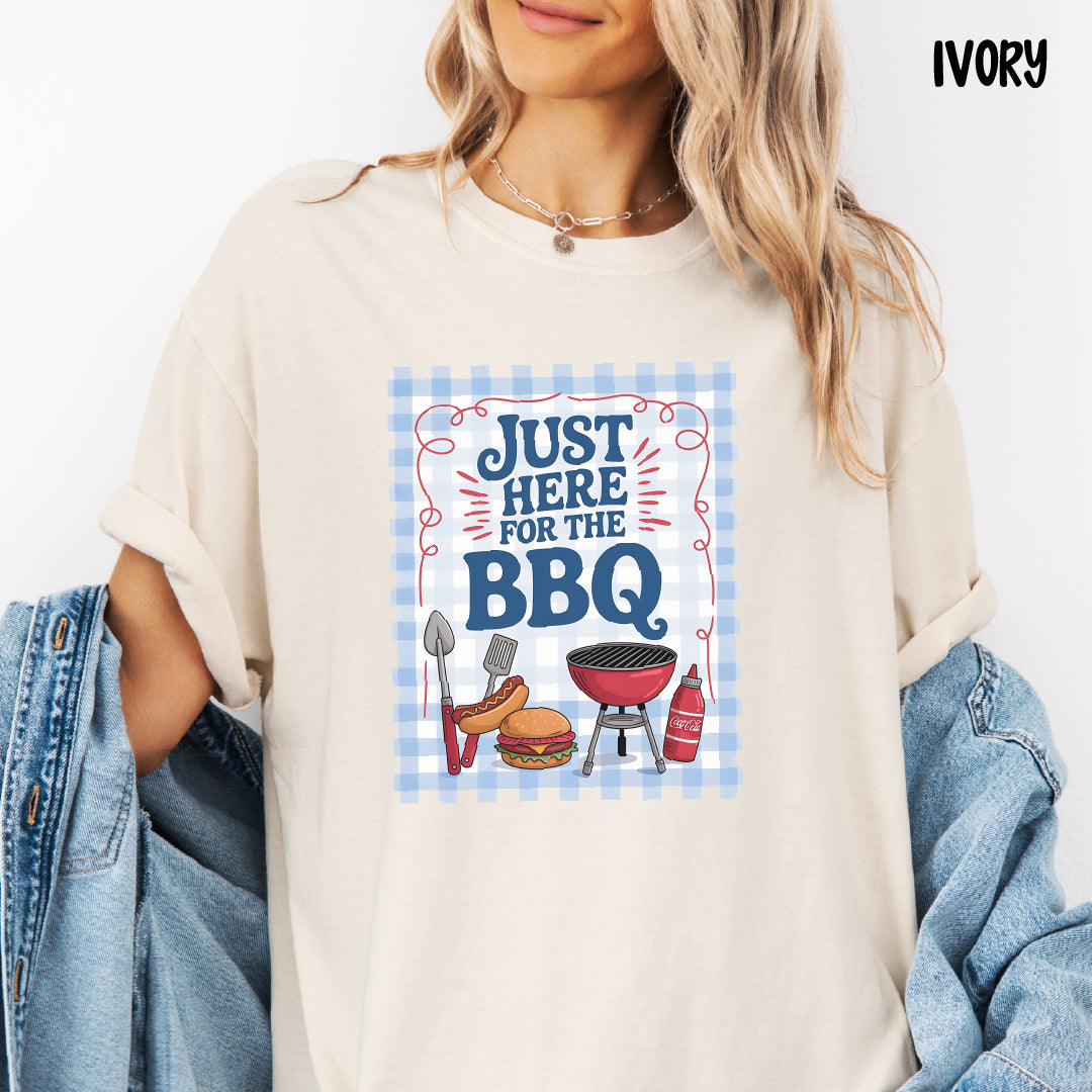 Just Here for the BBQ Shirt | Funny Comfort Colors Summer Tee | Backyard Grillin’ T-Shirt | Cookout Vibes