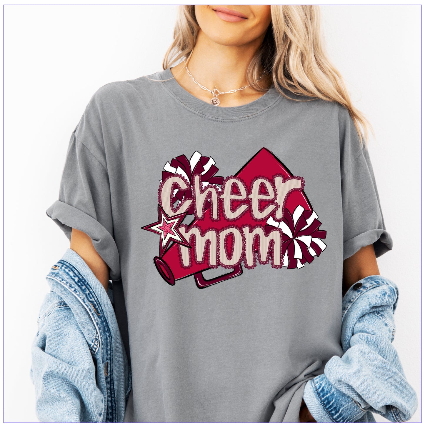 Cheer Mom Shirt | Preppy Cheer Mom Comfort Colors | Coquette Shirt | Cheer Mom Gift | School Spirit Shirt | Custom Cheer Shirt (Copy) (Copy)