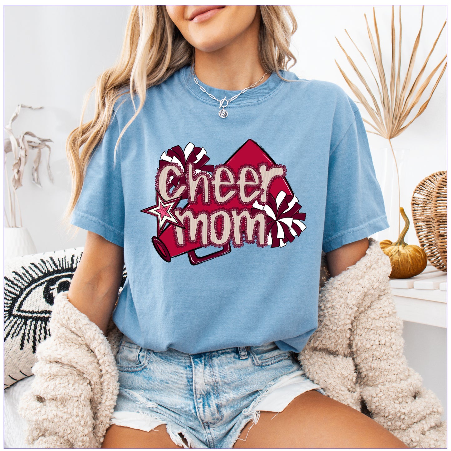 Cheer Mom Shirt | Preppy Cheer Mom Comfort Colors | Coquette Shirt | Cheer Mom Gift | School Spirit Shirt | Custom Cheer Shirt (Copy) (Copy)