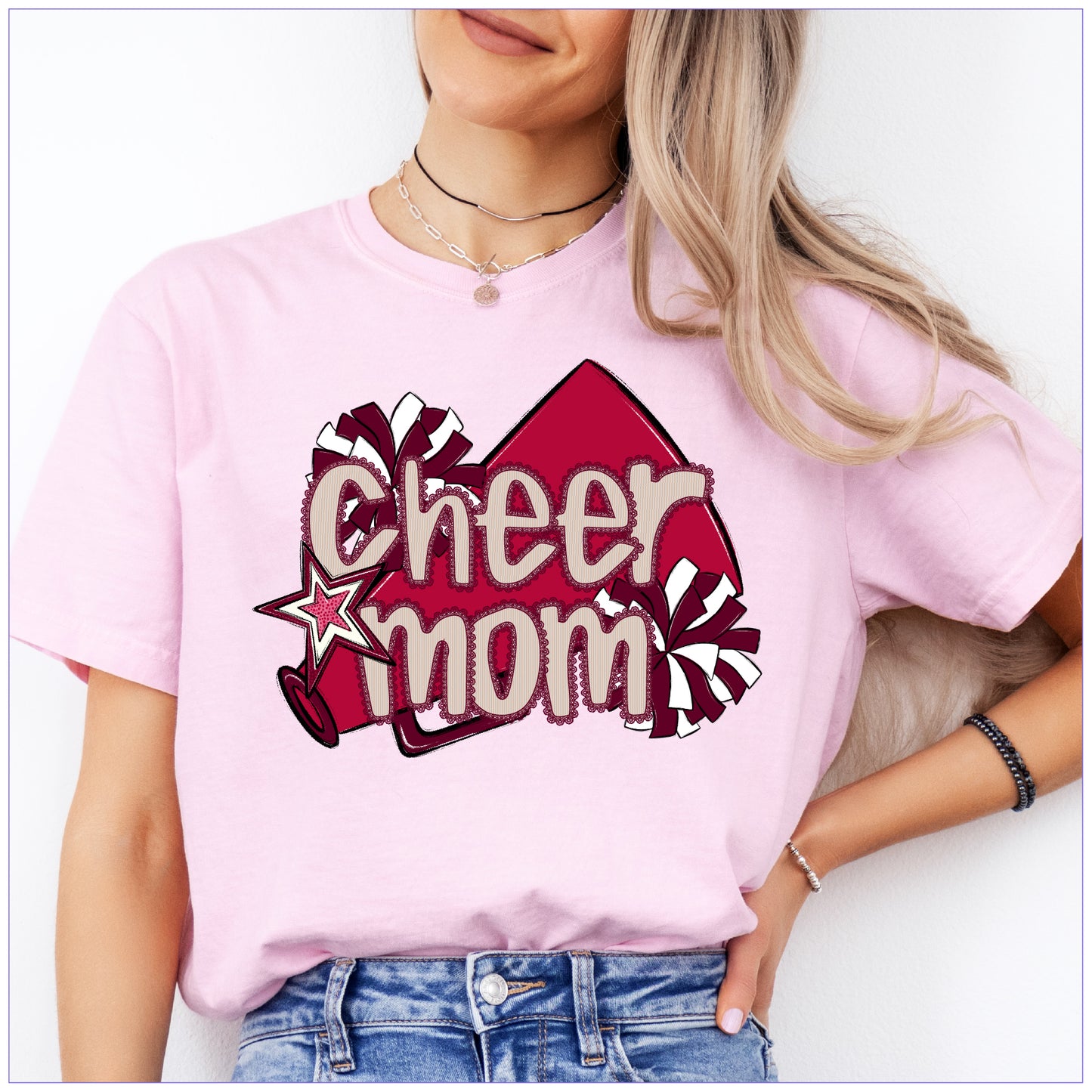 Cheer Mom Shirt | Preppy Cheer Mom Comfort Colors | Coquette Shirt | Cheer Mom Gift | School Spirit Shirt | Custom Cheer Shirt (Copy) (Copy)