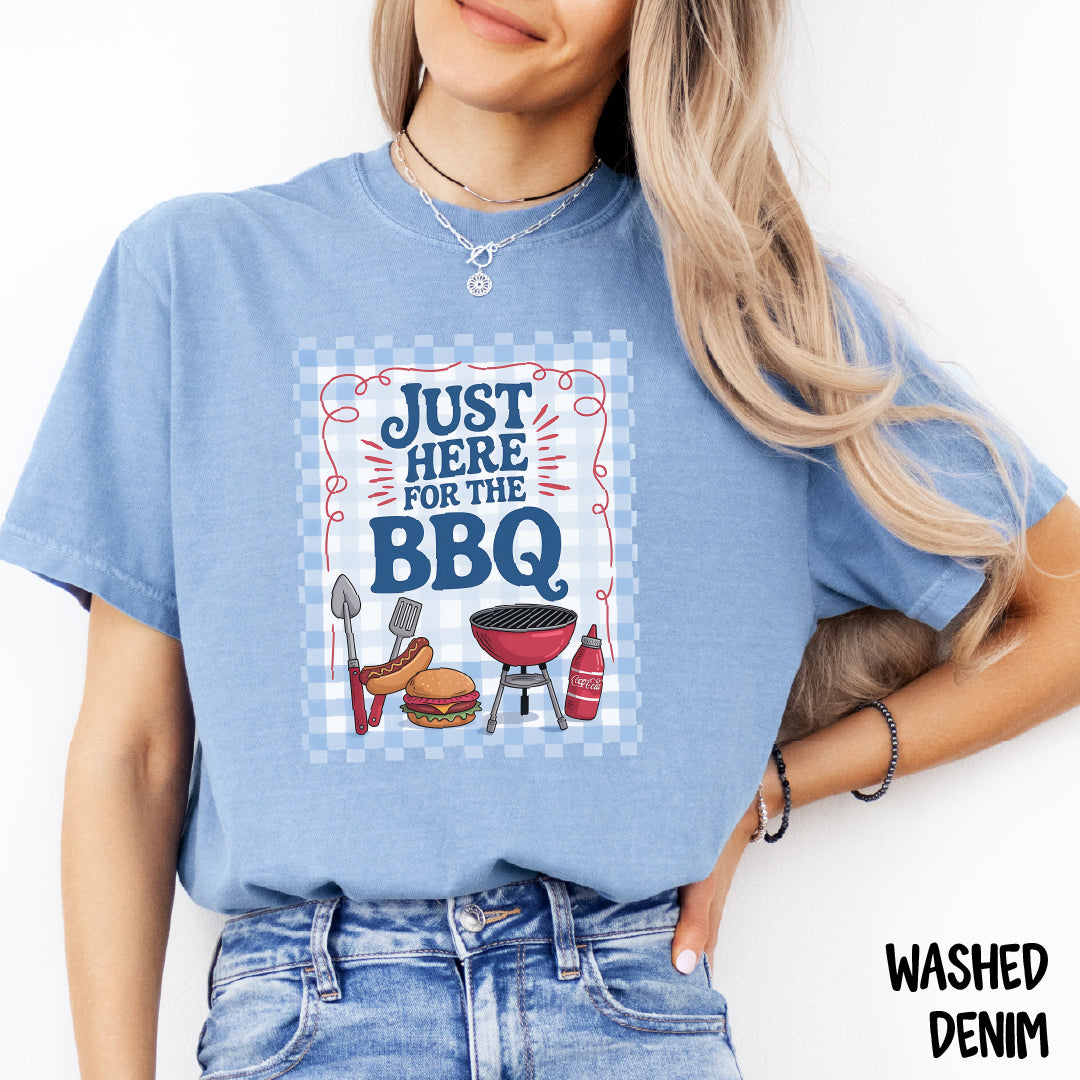 Just Here for the BBQ Shirt | Funny Comfort Colors Summer Tee | Backyard Grillin’ T-Shirt | Cookout Vibes
