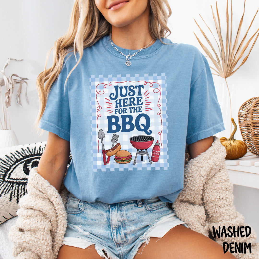 Just Here for the BBQ Shirt | Funny Comfort Colors Summer Tee | Backyard Grillin’ T-Shirt | Cookout Vibes