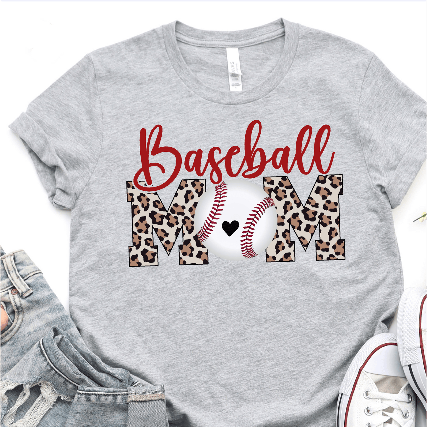 Red Baseball Mom Leopard - Baseball DTF Transfer - Nashville Design House
