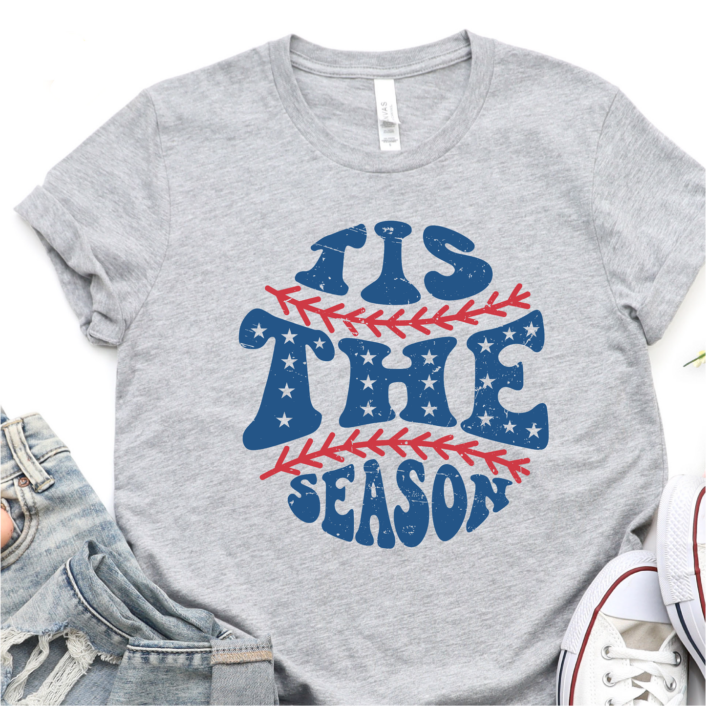 Tis The Season - Blue Print - Baseball Graphic Tshirt