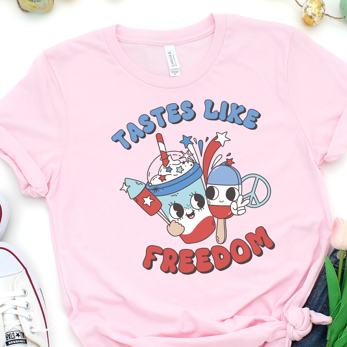 Retro Snacks - Tastes Like Freedom - 4th of July Graphic Tshirt - Independence Day Shirt