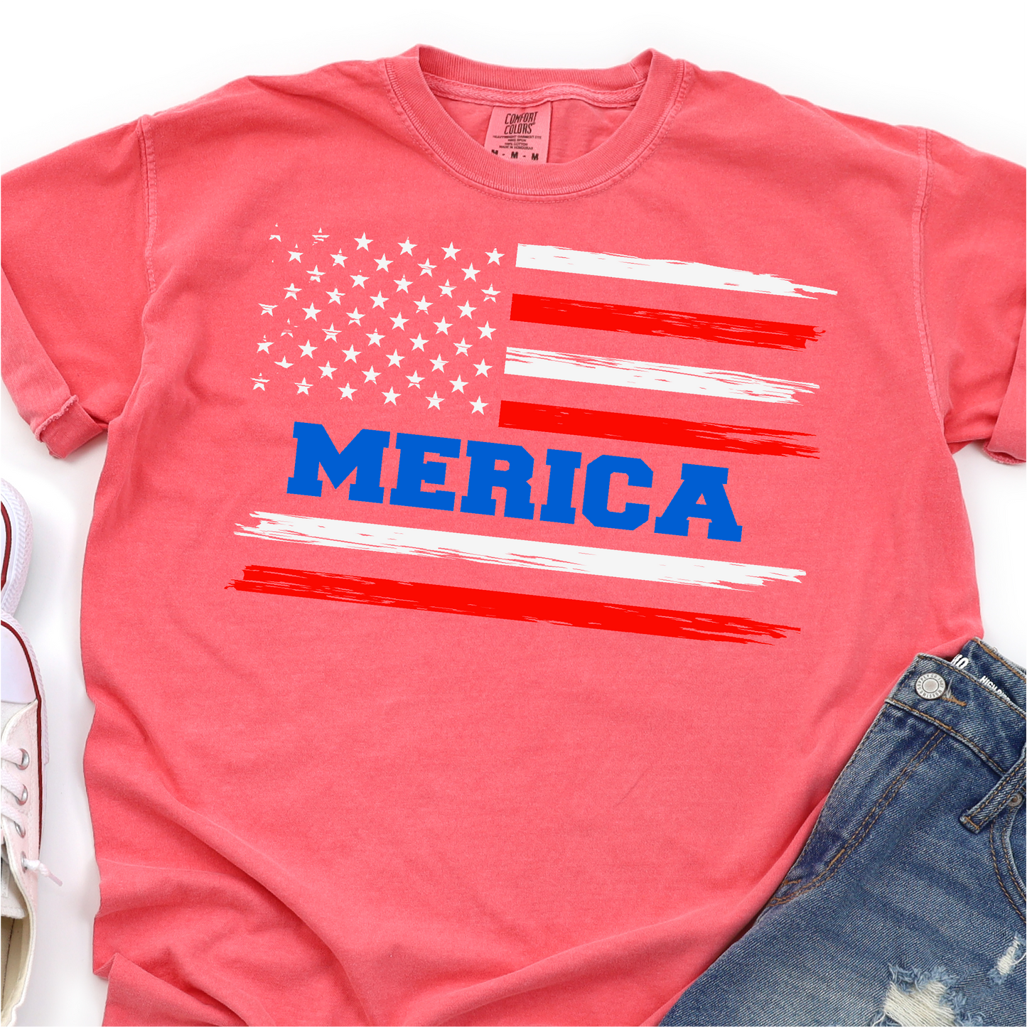 Merica Flag -4th of July Graphic Tshirt - Independence Day Shirt