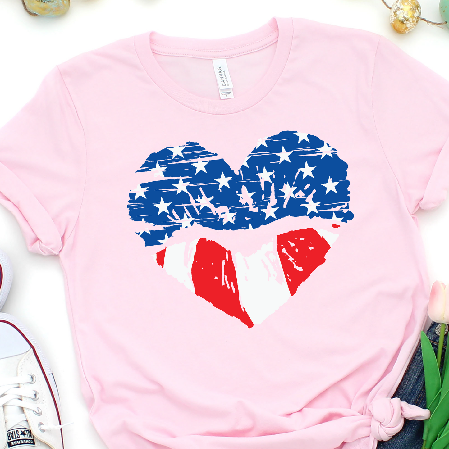 American Flag - Heart Lips - 4th of July Graphic Tshirt - Independence Day Shirt