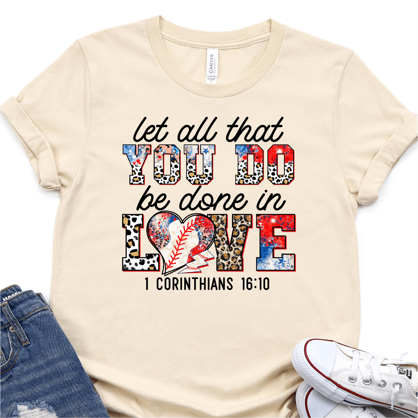 Let All That You Do Be Done In Love - Baseball DTF Transfer - Nashville Design House