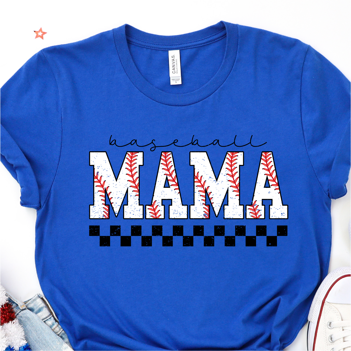 Baseball Mama - Checker - Baseball Graphic Tshirt