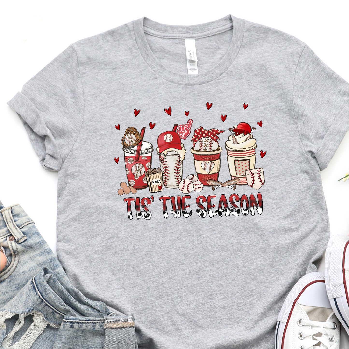 Tis The Season - Coffee and Baseball - Baseball Graphic Tshirt