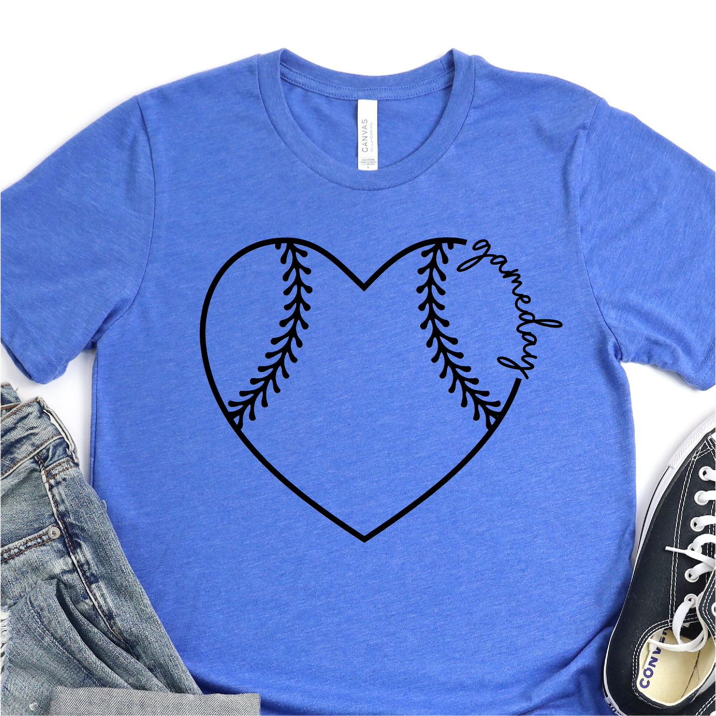 Classic Baseball Heart - Game Day - Baseball Graphic Tshirt