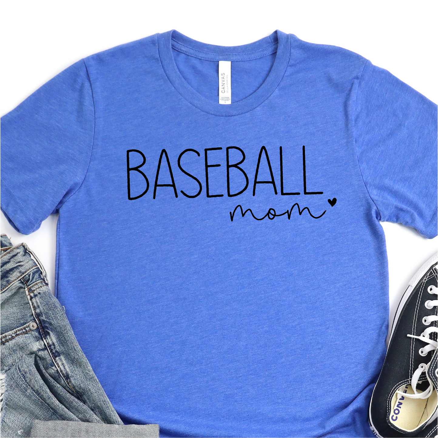 Black Print - Baseball Mom - Sweet Heart - Baseball Graphic Tshirt