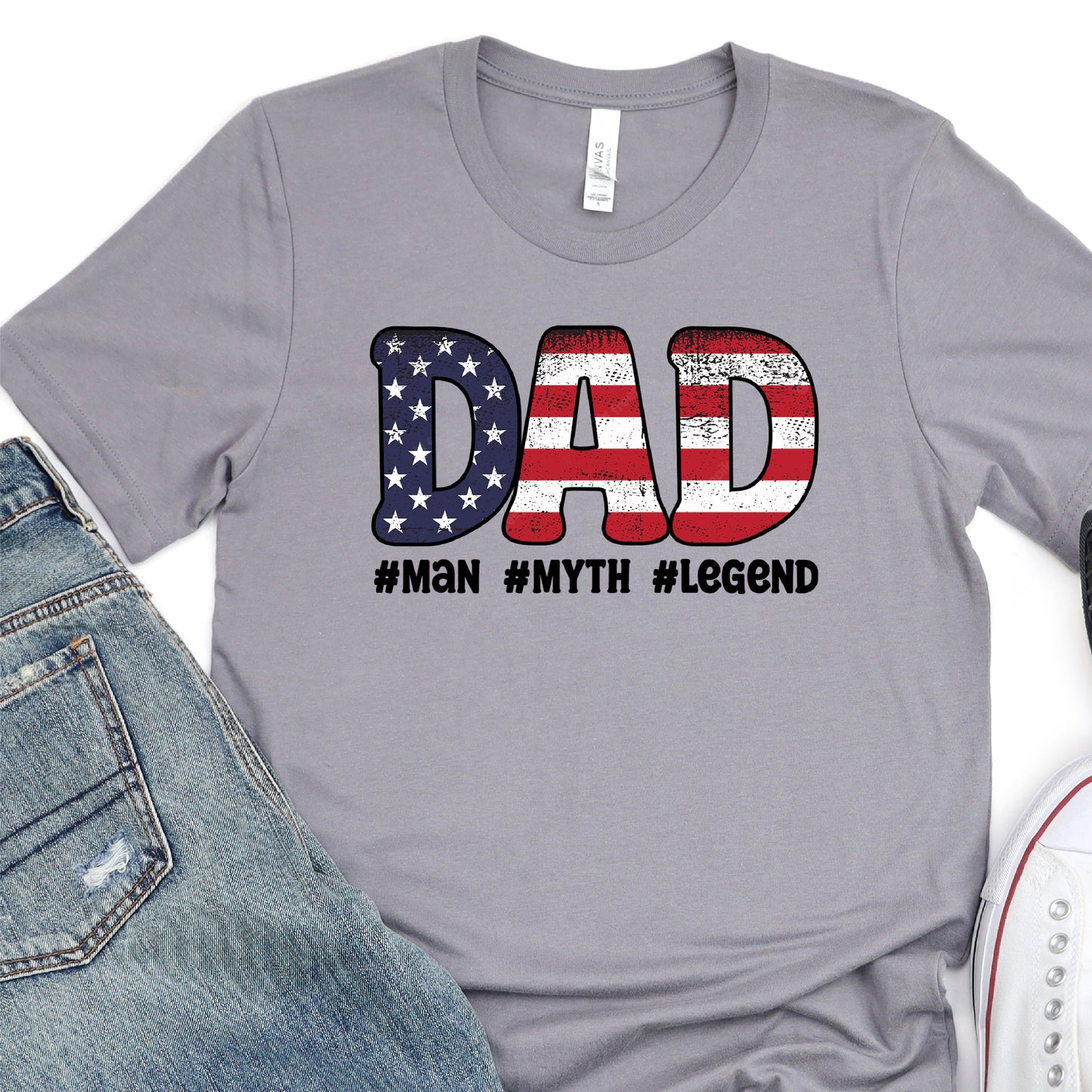 American Flag Dad, Man Myth Legend- Father's Day Graphic T-Shirt - T-shirt T-Shirt For Dad Nashville Design House