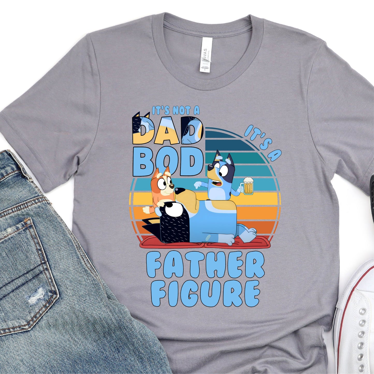 Classy - It's Not A Dad Bod Its A Father Figure - Blue Dog - Father's Day Graphic T-Shirt - T-shirt T-Shirt For Dad Nashville Design House