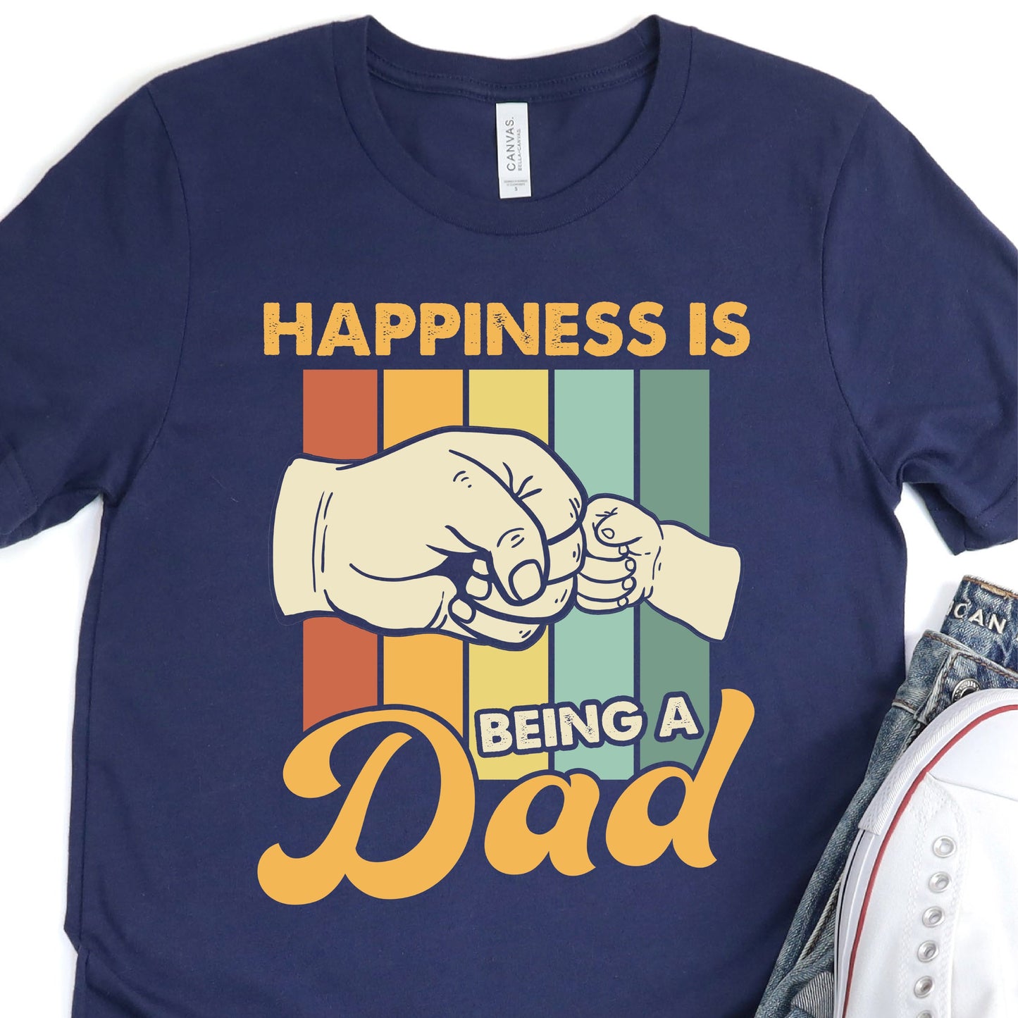 Happiness Is Being A Dad - Father's Day Graphic T-Shirt - T-shirt T-Shirt For Dad Nashville Design House
