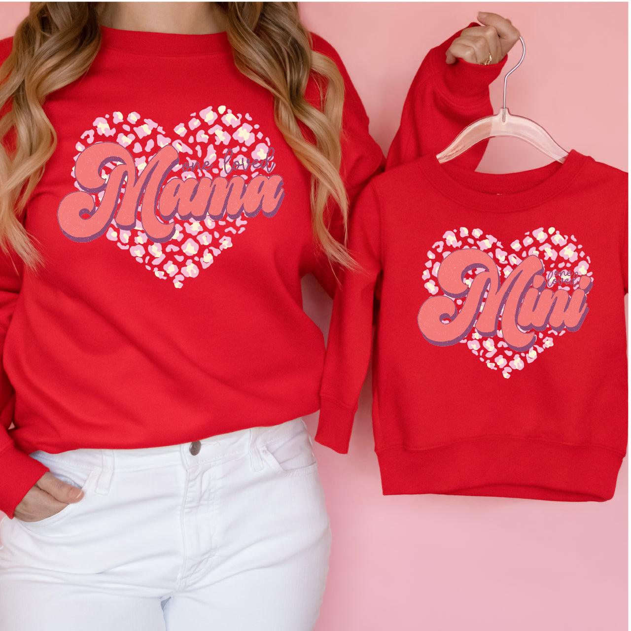 Leopard Heart Mama + Mini DTF Valentine Transfer for T-shirts - Nashville Design House