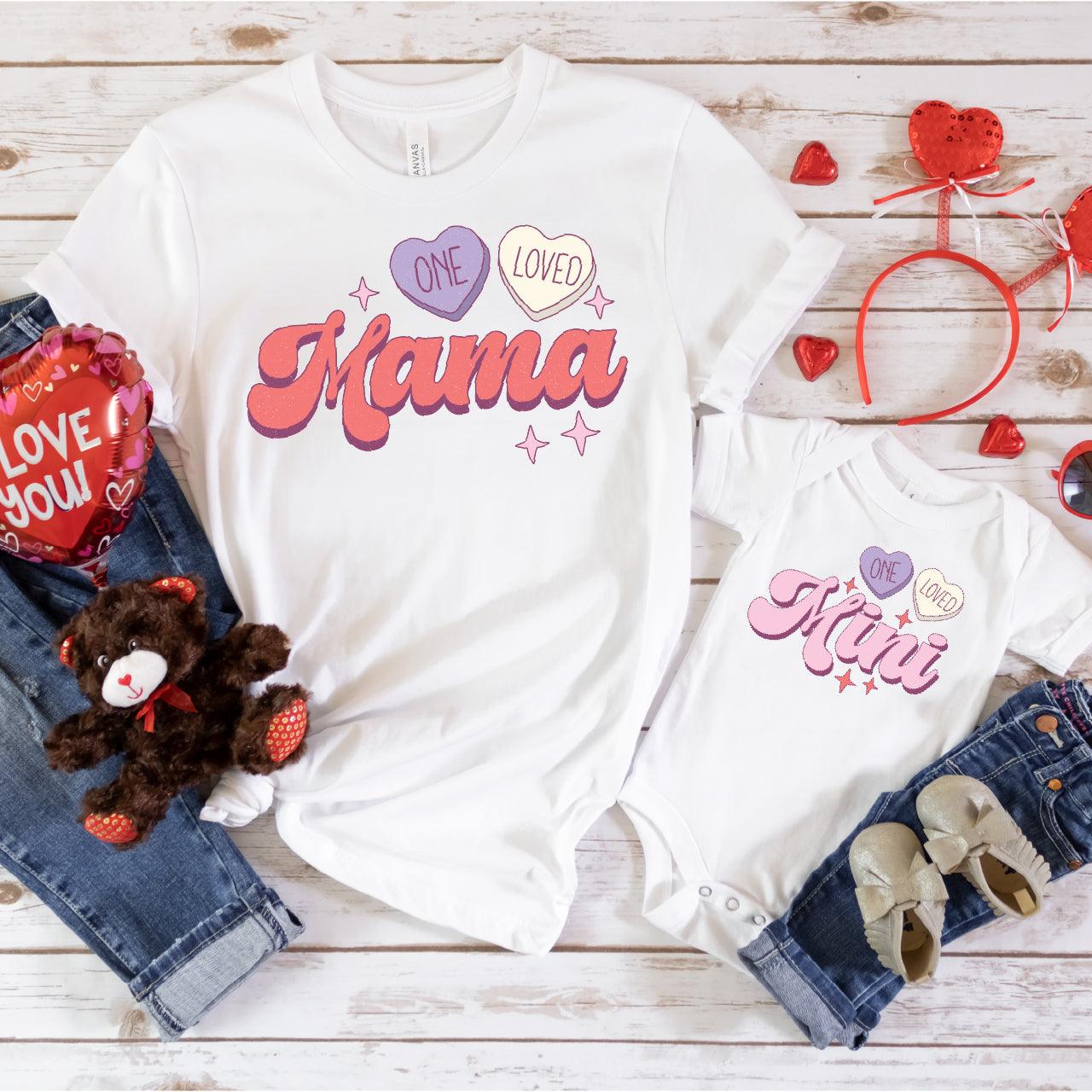 One Loved Mama + Mini DTF Valentine Transfer for T-shirts - Nashville Design House
