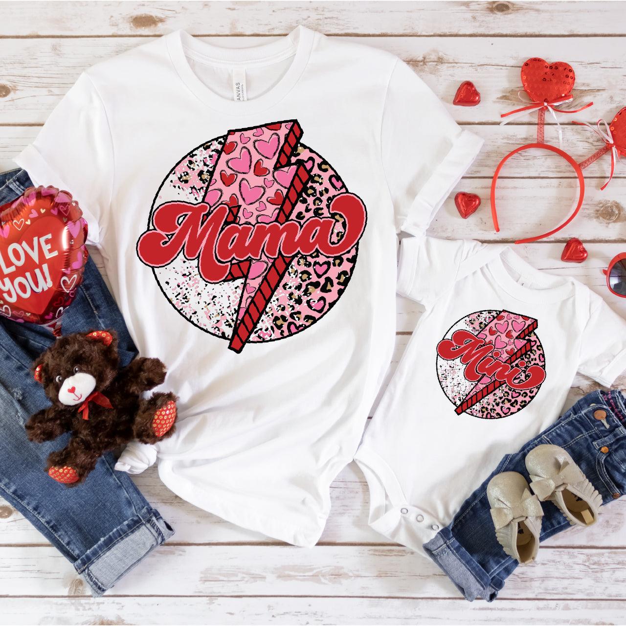 Red Leopard Mama + Mini DTF Valentine Transfer for T-shirts - Nashville Design House
