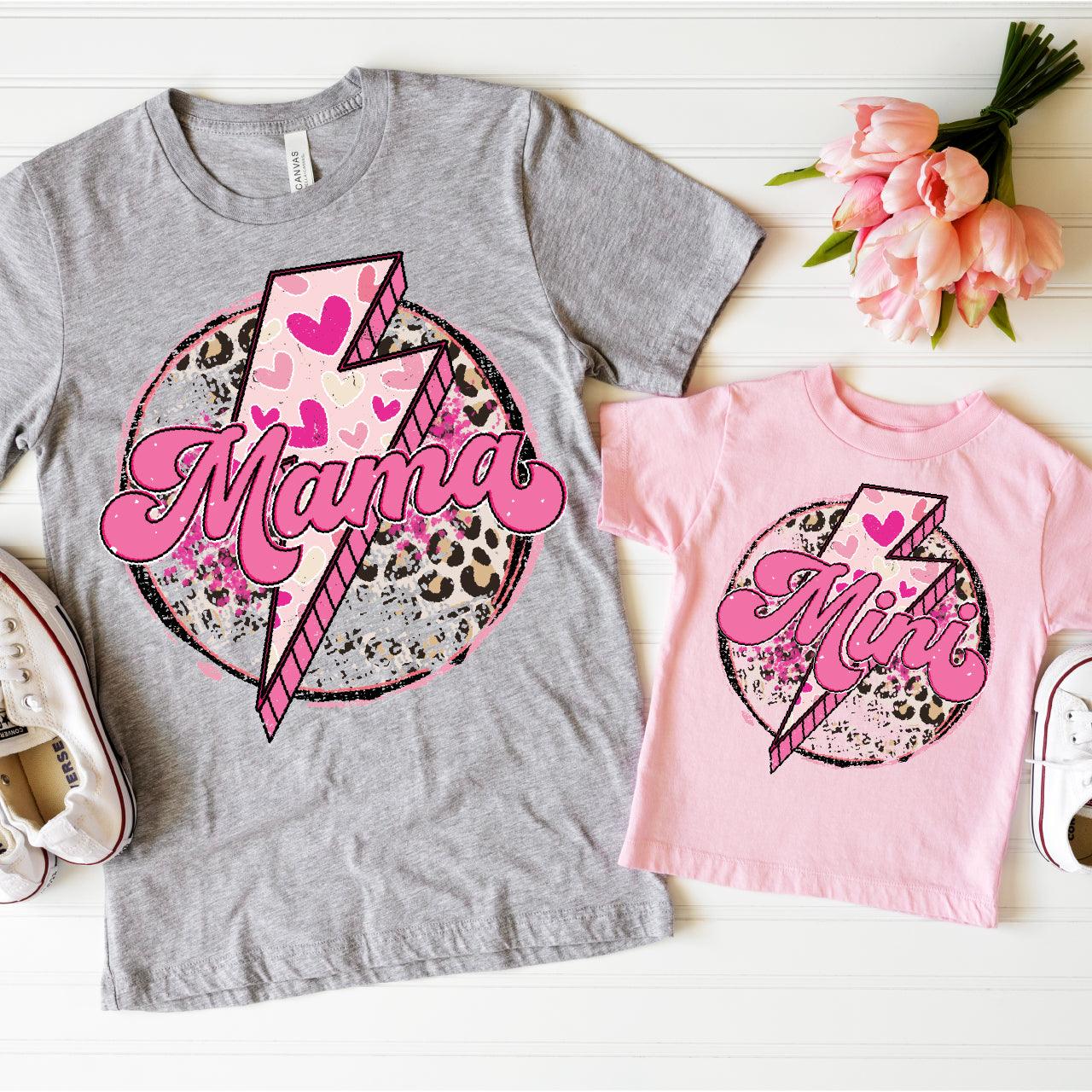 Pink Leopard Mama + Mini DTF Valentine Transfer for T-shirts - Nashville Design House