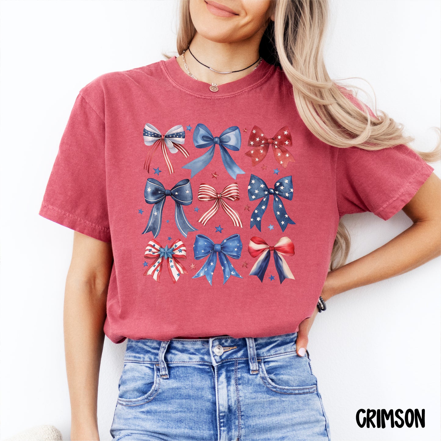 Coquette Bow 4th of July Comfort Colors Shirt – Trendy Patriotic Tshirt for Women