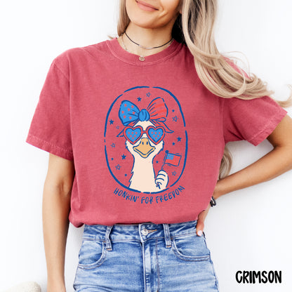 Honkin’ for Freedom Shirt | Silly Goose 4th of July Tee | Patriotic Comfort Colors Coquette Shirt | Funny USA Summer Graphic Tee