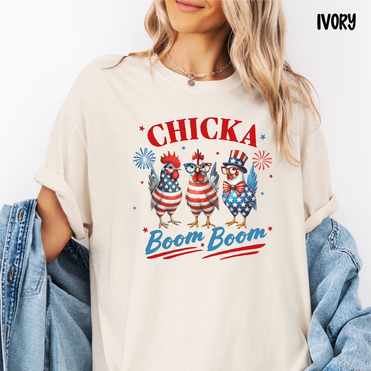 Chicken Shirt for Women | Funny 4th of July Comfort Colors Shirt | USA July 4th Tshirt | Memorial Day Shirt | Fourth of July Shirt