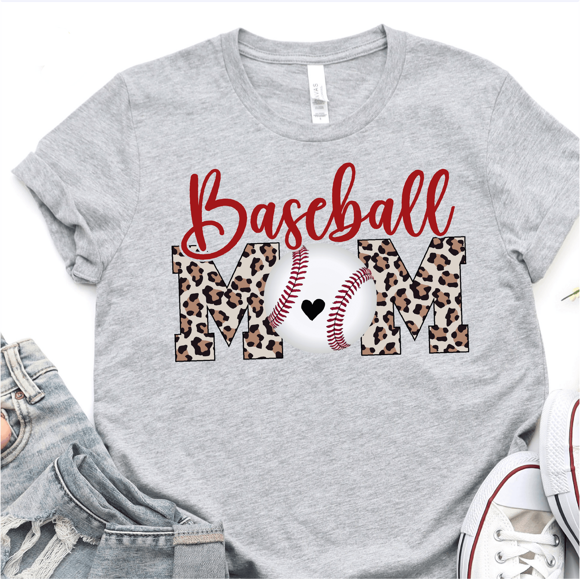 Red Baseball Mom Leopard - Baseball DTF Transfer - Nashville Design House
