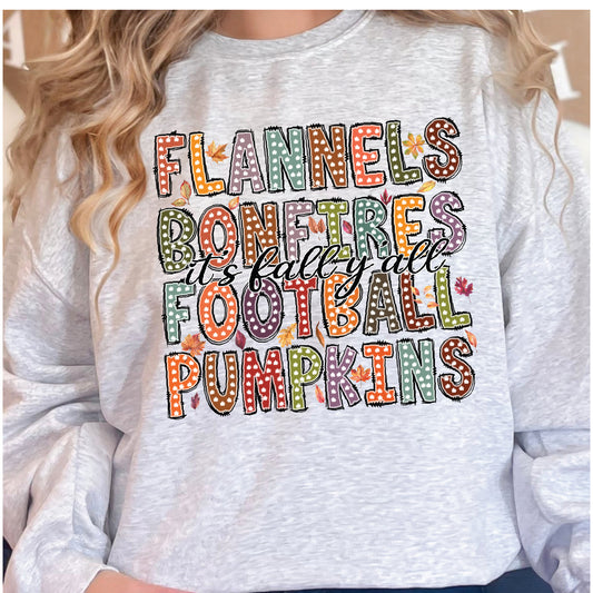 It's Fall Yall - Flannels Bonfires Football Pumpkins Graphic T-shirt