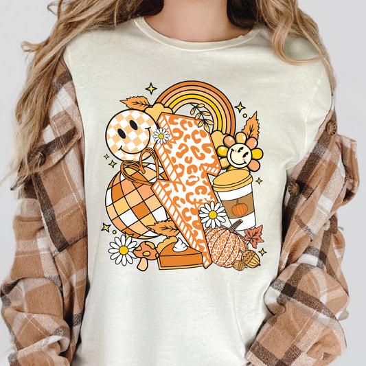 Fall Thanksgiving Collage Leopard Pumpkin Graphic T-shirt (Copy)