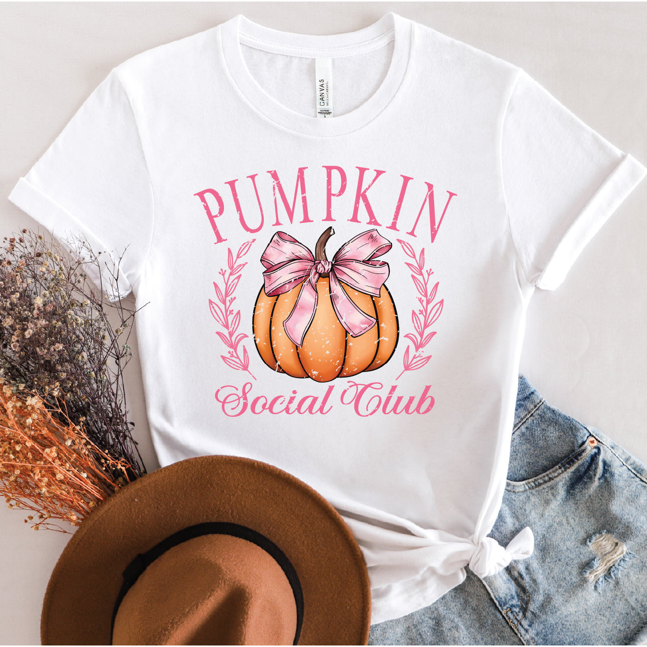 Cute Pink Pumpking Social Club Graphic T-shirt