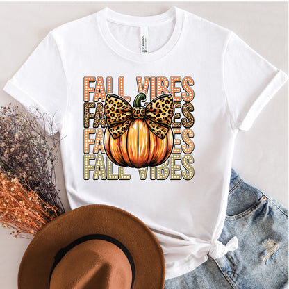 Fall Vibes Leopard Pumpkin Graphic T-shirt