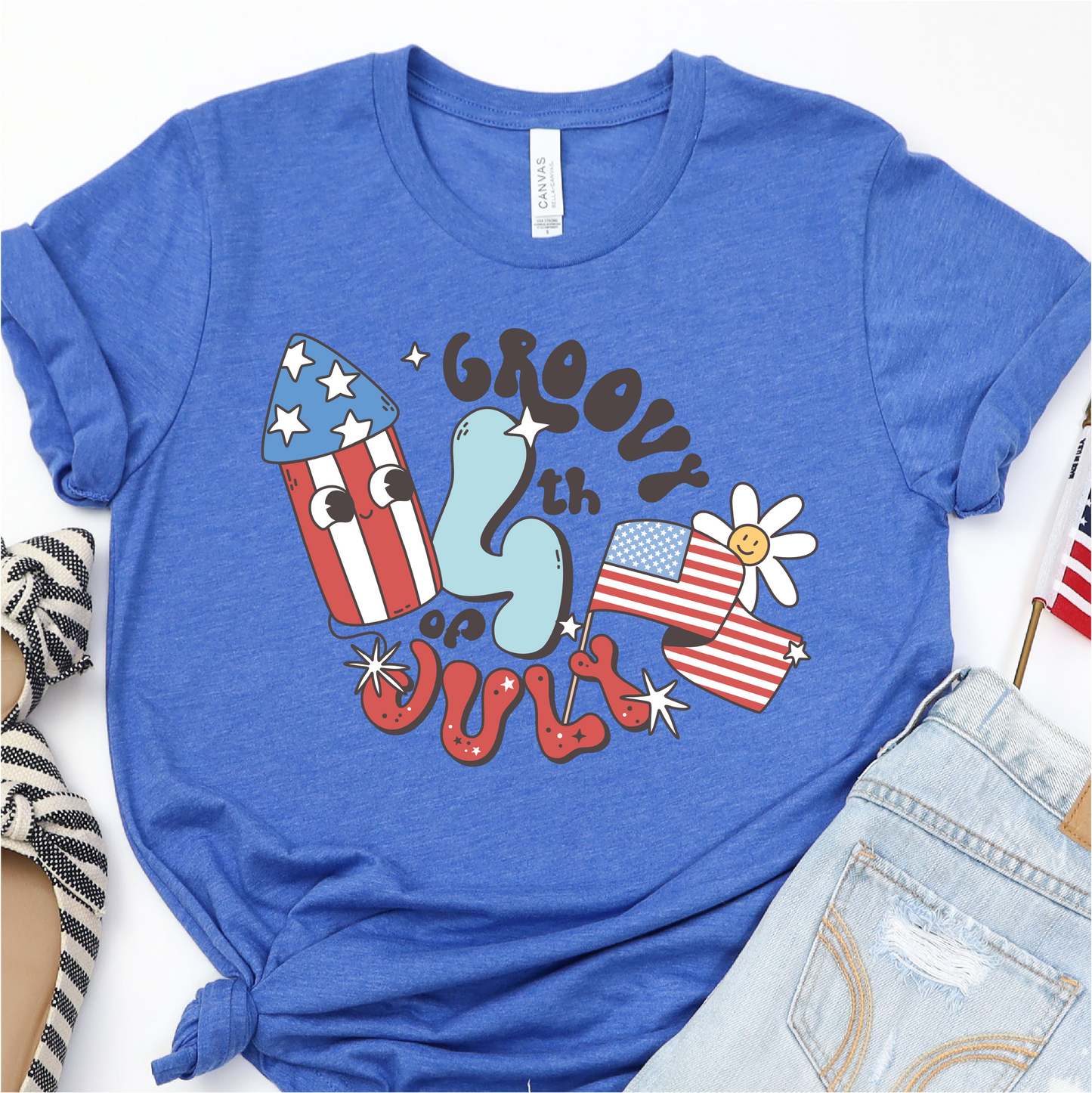 Goorvy 4th of July - Cute Firework - 4th of July Graphic Tshirt -  Independence Day Shirt