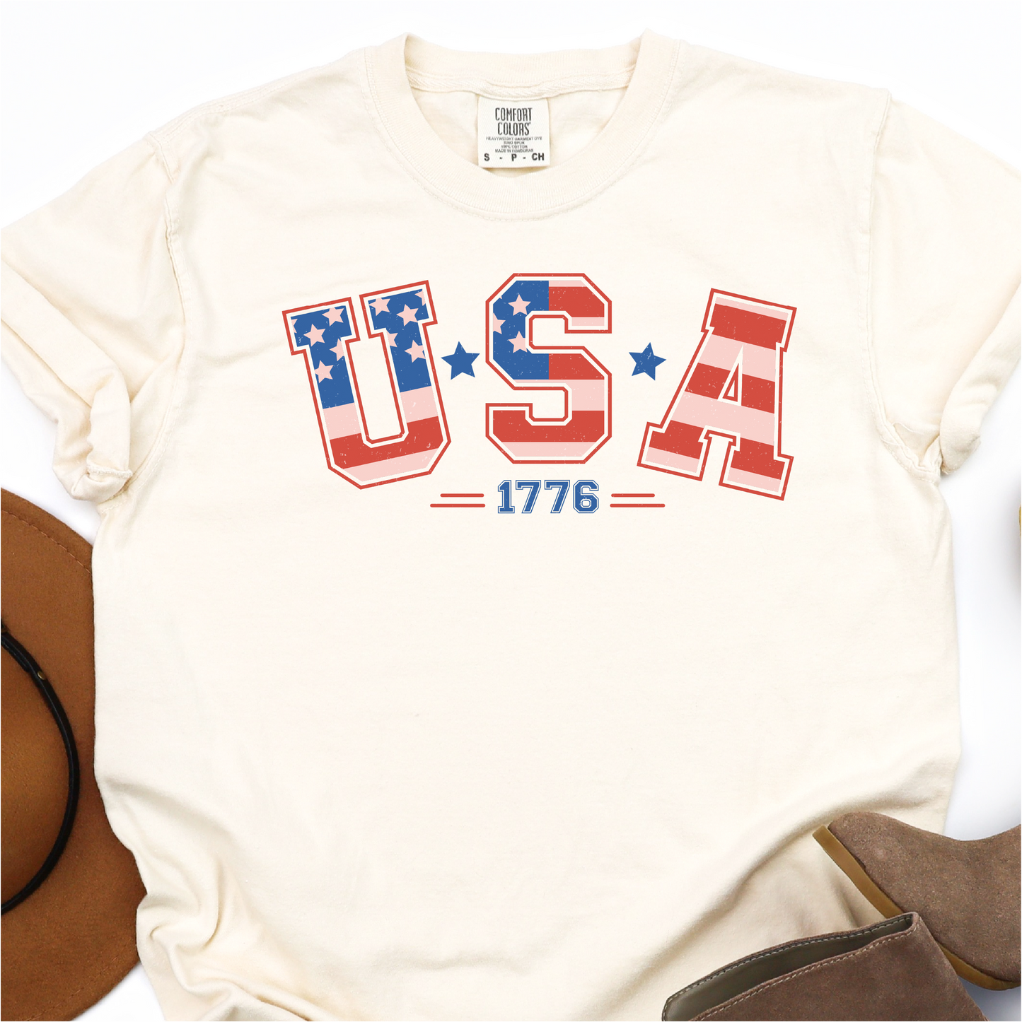 USA 1776 - American Flag - 4th of July Graphic Tshirt -  Independence Day Shirt