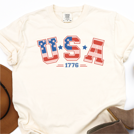 USA 1776 - American Flag - 4th of July Graphic Tshirt -  Independence Day Shirt