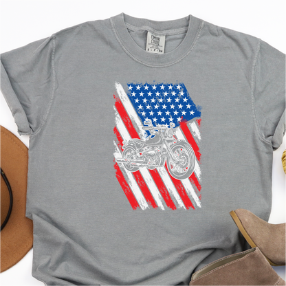 American Flag - Motorcycle - 4th of July Graphic Tshirt -  Independence Day Shirt