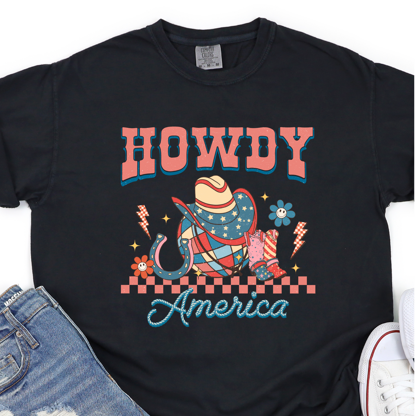 Howdy America - 4th of July Graphic Tshirt -  Independence Day Shirt