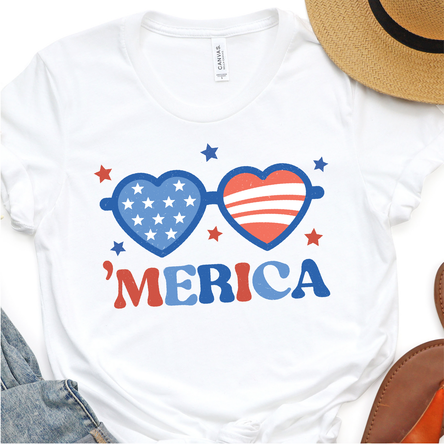 Cute Sunglasses - Merica - 4th of July Graphic Tshirt -  Independence Day Shirt