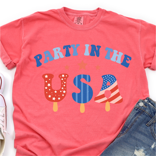 Party in the USA - Popscicles - 4th of July Graphic Tshirt -  Independence Day Shirt