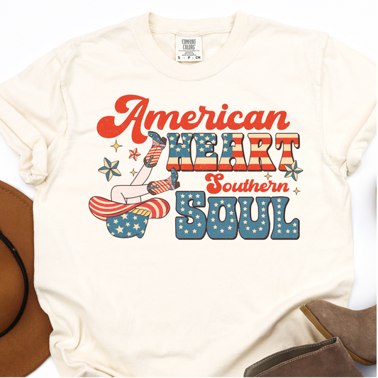 American Heart Sourthern Soul - 4th of July Graphic Tshirt -  Independence Day Shirt