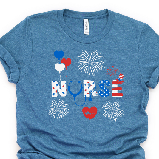 All American Nurse -  4th of July Graphic Tshirt -  Independence Day Shirt