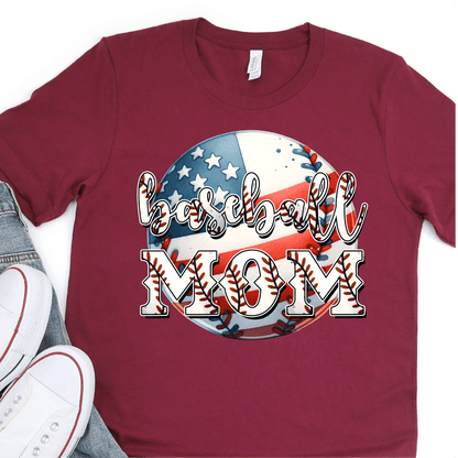 American Flag Baseball MOM - Baseball DTF Transfer - Nashville Design House