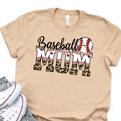 Leopard Heart Baseball Mom - Baseball DTF Transfer - Nashville Design House