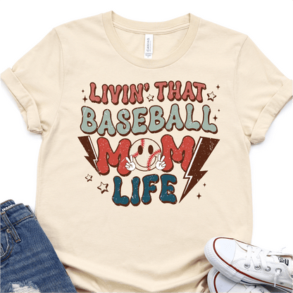 Retro Living That Baseball Mom Life - Baseball DTF Transfer - Nashville Design House