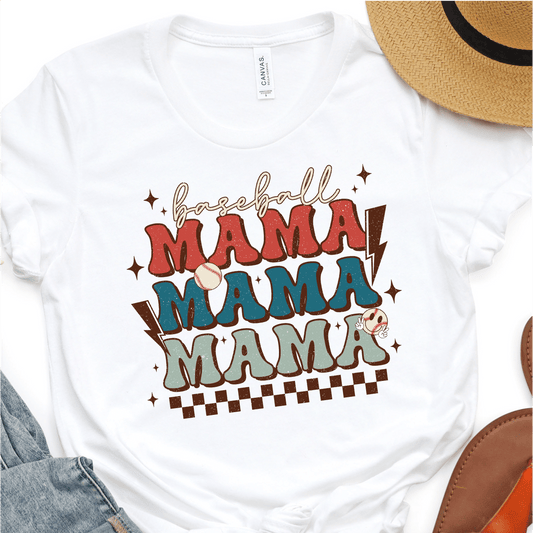 Stacked Retro Baseball Mama - Baseball DTF Transfer - Nashville Design House