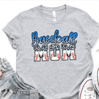 Blue Leopard Baseball Mom - Baseball DTF Transfer - Nashville Design House