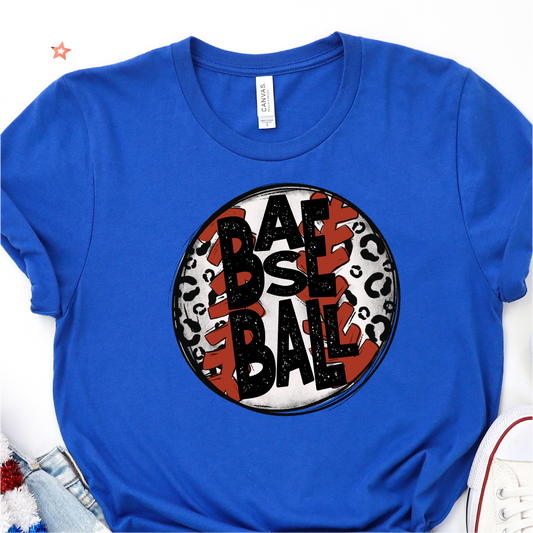 Hand Drawn Basbeball Mama - Leopard Baseball -  Baseball Graphic Tshirt