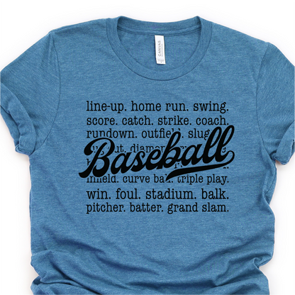 Baseball Details - Black -  Baseball Graphic Tshirt