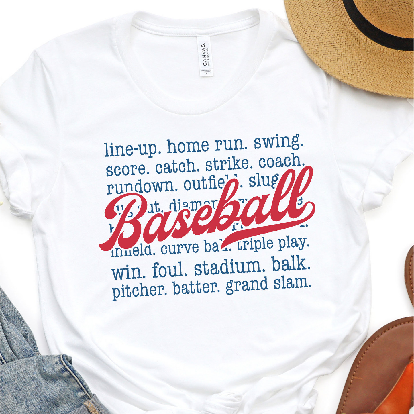 Baseball Details - Red And Blue -  Baseball Graphic Tshirt