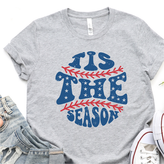 Tis The Season - Blue Print -  Baseball Graphic Tshirt